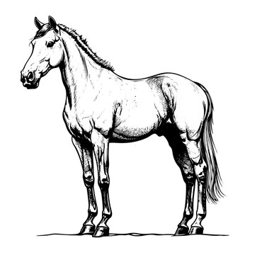 Pferd Tier Sketch Pony Silhouette Vektor