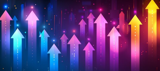 Dynamic financial growth arrows backdrop with text space, ideal for engaging content integration