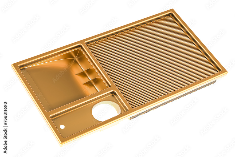 Poster golden air filter for car, 3d rendering isolated on transparent background