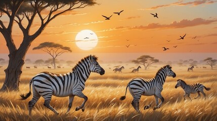 zebras - obrazy, fototapety, plakaty
