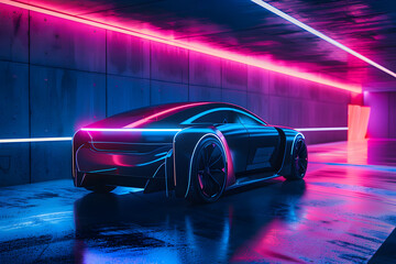 Zukunftsweisendes Fahrzeug: Produktfoto eines futuristischen Autos - obrazy, fototapety, plakaty