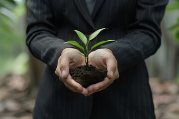 Businesswomen holding world and icon to Organization Sustainable development environmental. business responsible environmental,