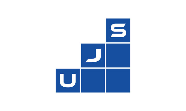 UJS initial letter financial logo design vector template. economics, growth, meter, range, profit, loan, graph, finance, benefits, economic, increase, arrow up, grade, grew up, topper, company, scale
