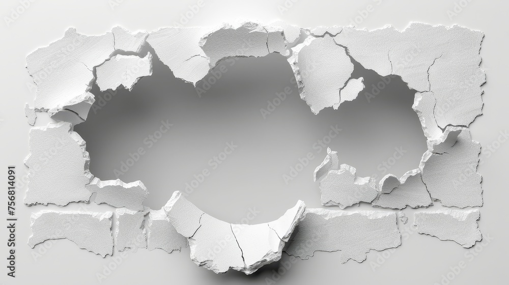 Poster white torn paper piece element isolated on white background for versatile design use