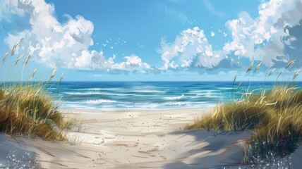 sea sand sky and summer day - generative ai