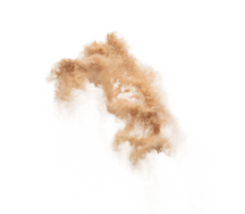 Circle Sand Storm desert with wind blow spin swirl around. Golden Yellow sand tornado storm with high wind. Fine Sand circle around, White background Isolated throwing particle element object