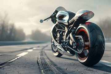 Obraz premium Dynamische Präsentation: Produktfoto eines atemberaubenden Motorrads