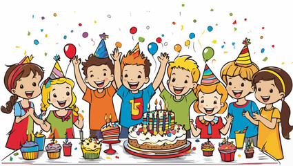 Fun-filled Children's Birthday Celebration Stock Vector