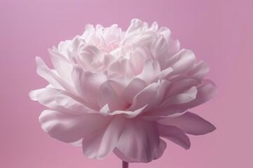 A delicate pink peony in full bloom is captured in this image, highlighting its soft, layered petals and the essence of early summer's beauty