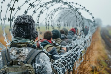 Migrant caravan: group breaches border fence with barbed wire hole, border crisis intensifies.