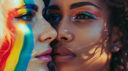 Obraz premium Close-Up of a Multicultural Lesbian Couple 