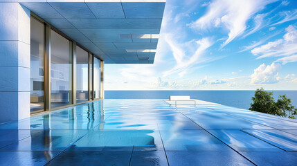 Luxury Resort with Stunning Pool, White Architecture, and Beautiful Sea Views, Offering the Ultimate Summer Escape