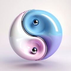 Blue and Pink Yin-Yang Symbol on White Background