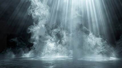 Naklejka premium An abstract background under mystical fog and smoke. Empty space of fluid fantasy and abstract fog on a floor with a dark background.