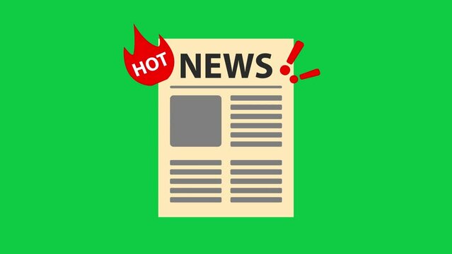animated hot news newspaper icon illustration on green screen
