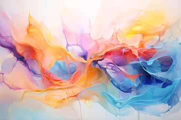 This vibrant abstract watercolor painting with a splash of ink and other colors