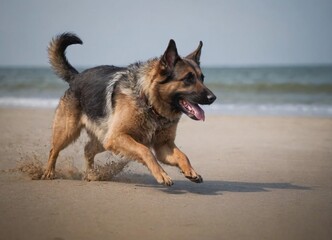 Fototapeta na wymiar German shepherd dog playtime
