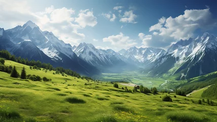 Fototapete Alpen Valley in the european alps