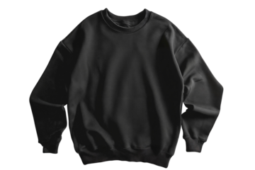 Man black blank sweatshirt mockup empty copy space, isolated on transparent background