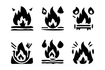 Fire image, flame icon. Black icon isolated on white background.