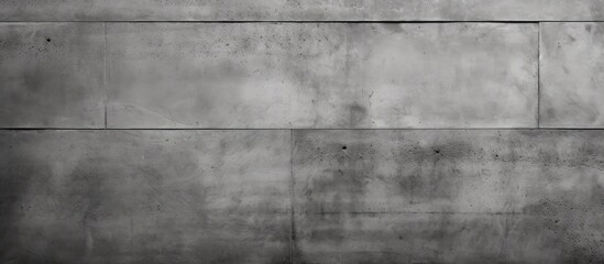 A monochrome photography of a grey concrete wall with parallel rectangular patterns. The wall creates a symmetrical and minimalist aesthetic