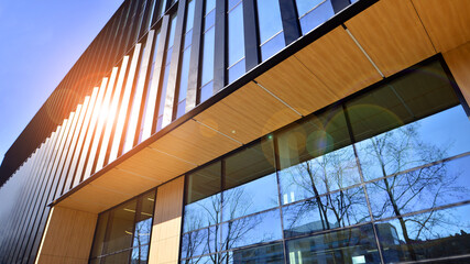 Panoramic windows of new commercial premises. Commercial property in development standard for rent.