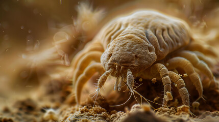 Microscopic Menace: A Dust Mite Magnified in Intricate Detail - obrazy, fototapety, plakaty