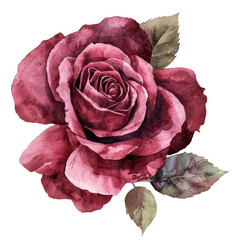 Watercolor Rose isolated on transparent background - 756824431