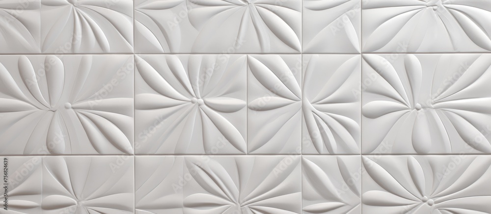 Aufkleber a close up of a rectangular white tile with a creative arts pattern on it, featuring tints and shade