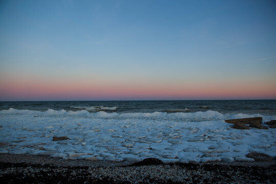 Ice covering a body of water on Baltic sea, Saarema island, Estonia