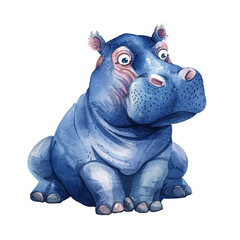 cute hippopotamus vector illustration in watercolour style