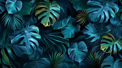 Lush green palm leaves texture for stunning natural background setting in tropical paradise