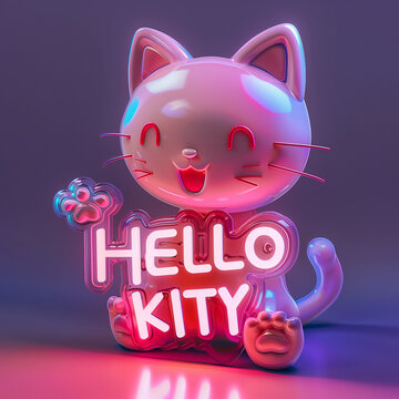 3D cute toy icon HELLO KITY figurine
