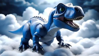 Foto op Plexiglas A baby T-Rex made of gray clouds lying on clouds © Turan