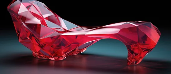 Deurstickers A magenta crystal shaped like a petal is displayed as part of an Automotive design event, sitting on a table amongst Automotive lighting and triangleshaped bumpers © TheWaterMeloonProjec