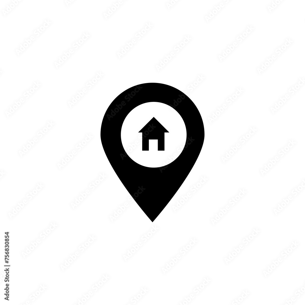Poster map pointer house icon simple flat illustration on white background..eps