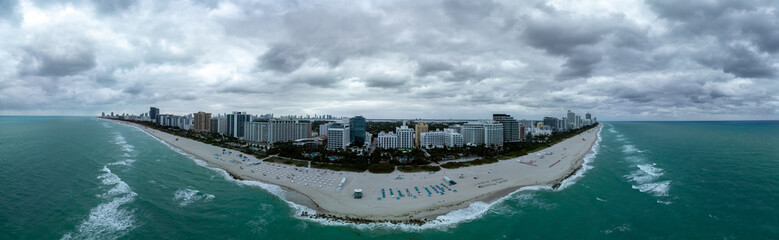 Aerial view of South Beach hotels and high rise apartment complexes prime real estate properties in...