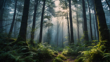 Fototapeta na wymiar Mystical Forest: Captivating Images of Misty Morning