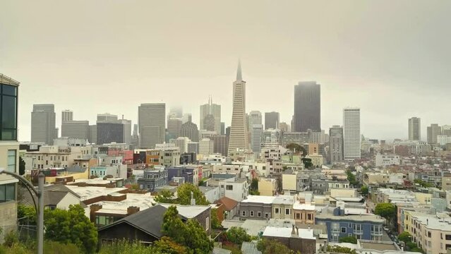 Aerial View of San Francisco Streets on a Cloudy Day, in 4K Ultra HD Resolution