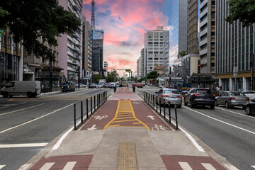 Av. Paulista in São Paulo, SP, Brazil. Main avenue of the city