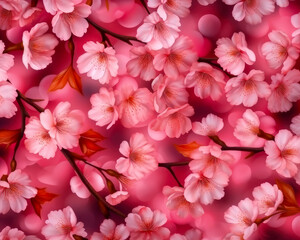Fototapeta na wymiar Beautiful cherry blossoms pattern, Spring wallpaper design. Generative ai