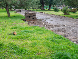 Repair of communications in the park. Construction of a storm drain. City infrastructure.