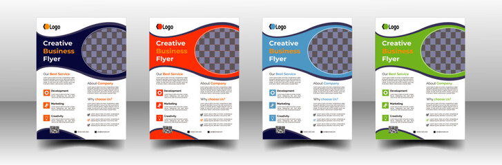 Digital Marketing Agency Flyer, Business Marketing Flyer Set,corporate Business Flyer Template Design Set With Blue, Yellow And Green Color.digital Marketing New Flyer.Corporate business flyer templat