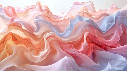 Soft pastel waves of fabric captured in a delicate flow, representing tenderness and textile elegance.