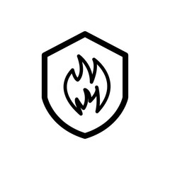 fire shield vector thin line simple illustration on white background..eps