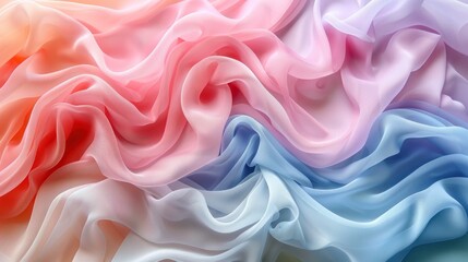Obraz premium Soft pastel waves of fabric captured in a delicate flow, representing tenderness and textile elegance.