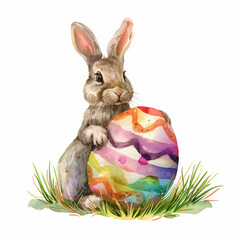Painting of a rabbit and colored giant egg