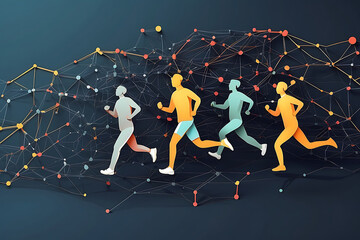 Running Man ,Network connection turned into, vector illustration.