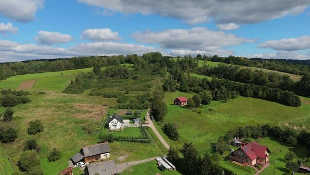 Beautiful Landscape Mountains Bieszczady Bircza Aerial View Poland
