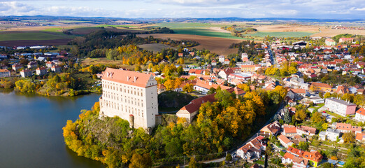 Scenic view of the medieval castle of Plumlov. City of Plumlov. Czech Republic
